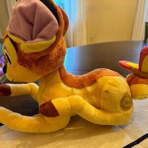 Disney Bambi Plush Pink Butterfly Tail Disney Store Stuffed Animal 13" Big Eyes